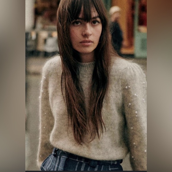 Sezane Sweaters - Sézane Perle sweater motted grey with pearls NWT